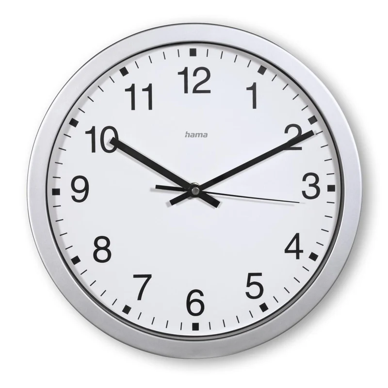 Hama Mallorca Wanduhr Quarzuhr Ø 30cm Silber XXL