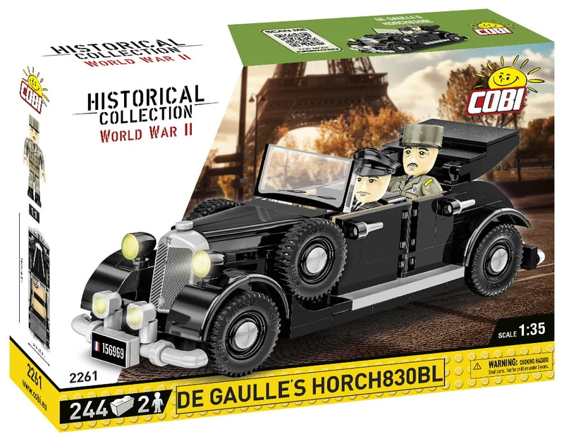 COBI 2261 De Gaulle Horch 830BL Bauset, 244 Teile, 2 Figuren
