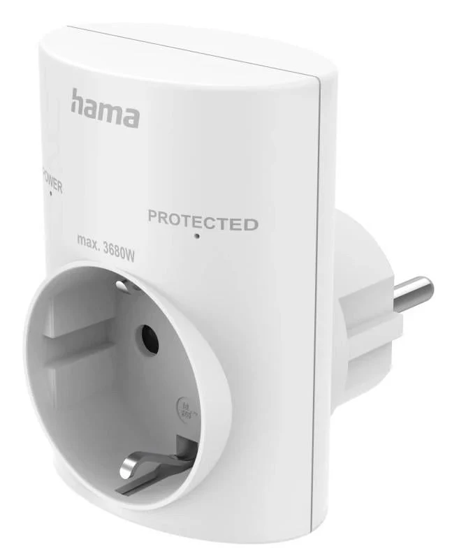 Hama 00223324 Steckdosenadapter Type F, Überspannungsschutz