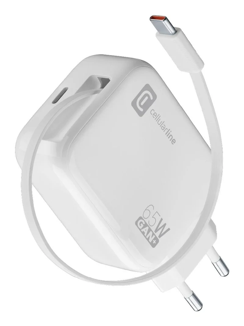 CellularLine Roller 65W Wandladegerät, GaN, 90cm USB-C