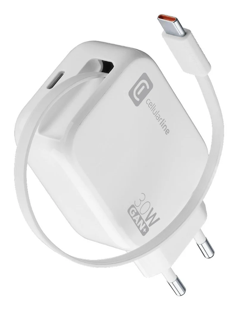 CellularLine Roller 30W Wandladegerät 90cm einziehbar USB-C