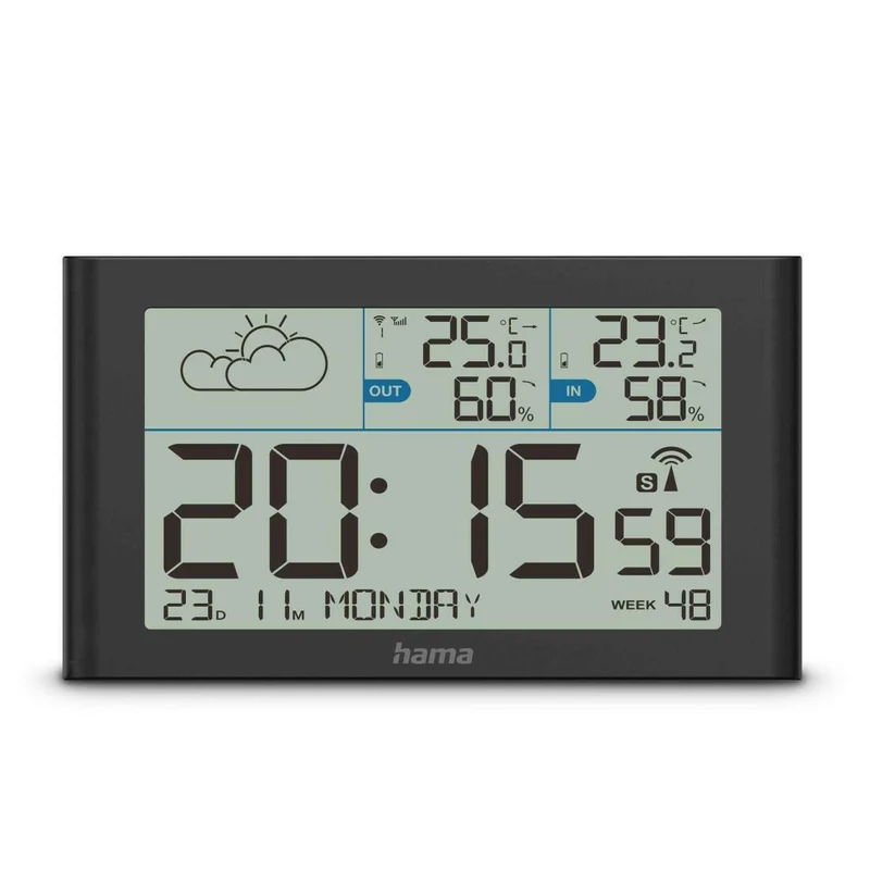 Hama Wetterstation Sylt Funk Schwarz mit Außensensor