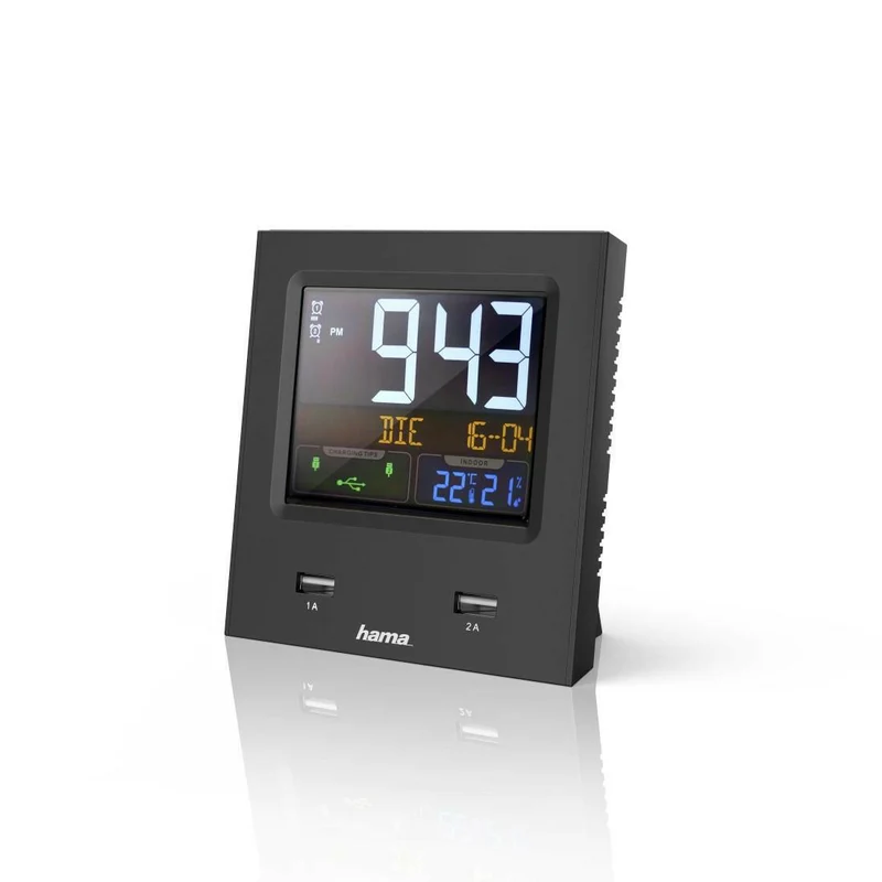 Hama Funkwecker Dual USB mit LED Farbdisplay & Snooze