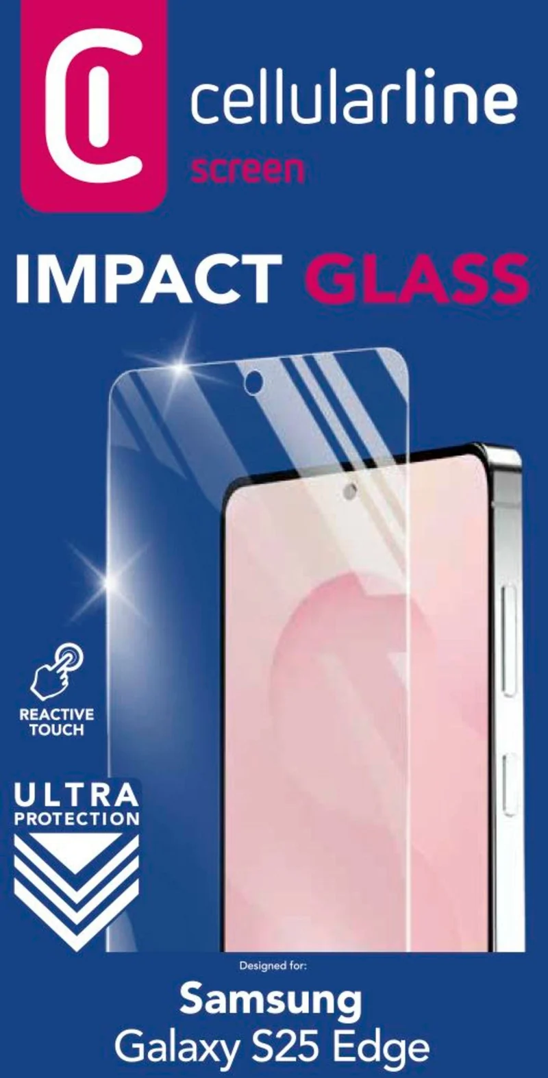 Cellularline Impact Glass für Galaxy S25 Edge – Kratzfest