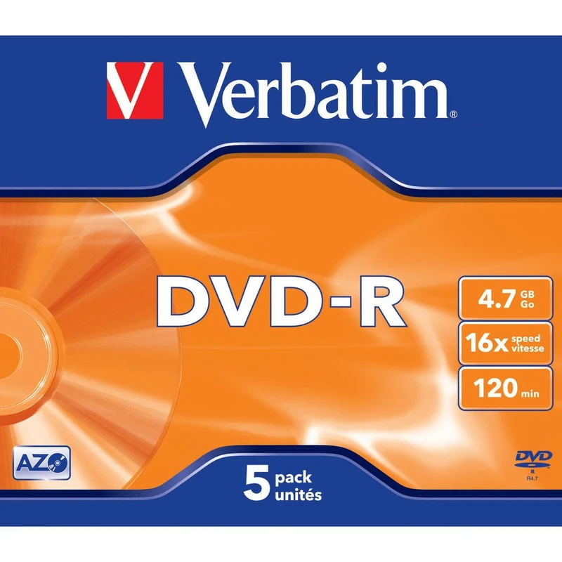 Verbatim DVD-R 4.7GB 16x Matt Silver 5er-Pack DVD-Rohlinge