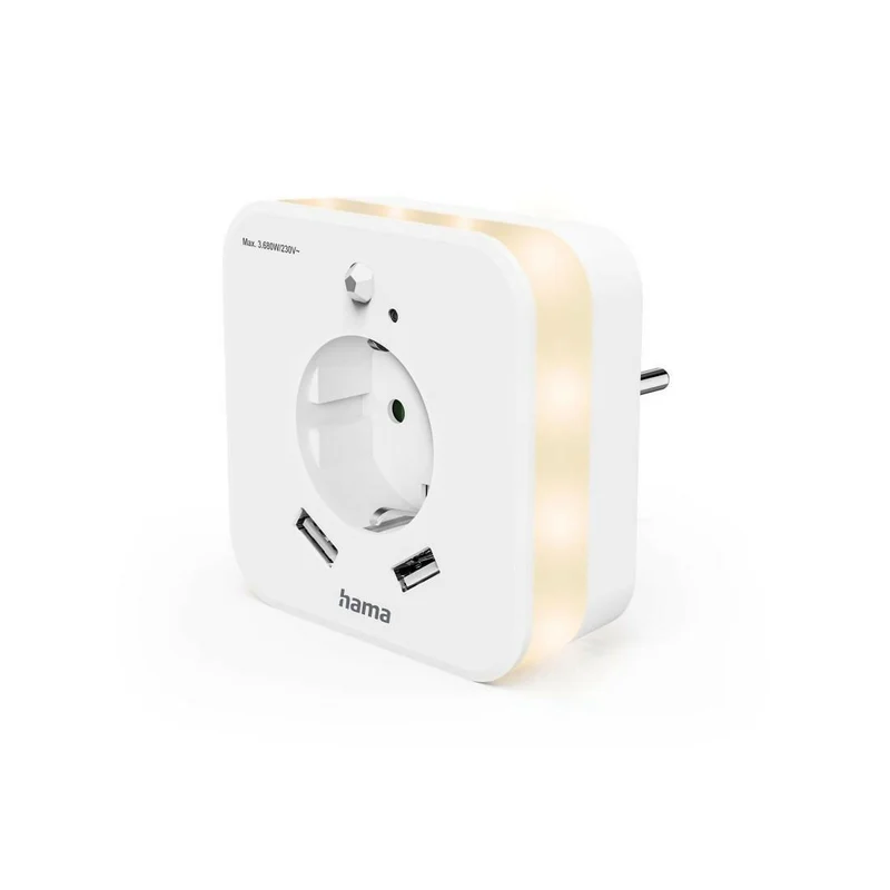 Hama LED Steckdosen-Nachtlicht mit USB & Bewegungsmelder