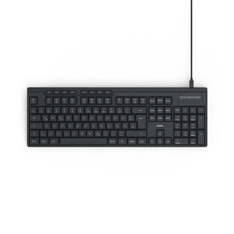 Hama CK-200 USB-Tastatur, Kabelgebunden, Ergo, Schwarz