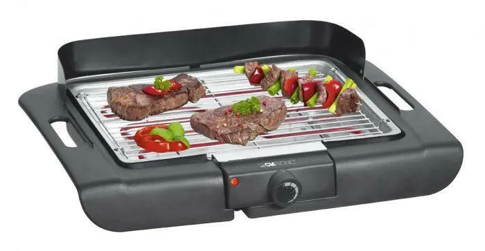 Clatronic BQ 3507 Tischgrill 2000W mit Windschutz 35x24 cm
