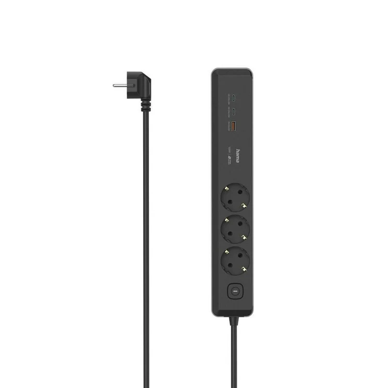 Hama 3-fach Steckdosenleiste 100W mit USB-C/A, 1,4m