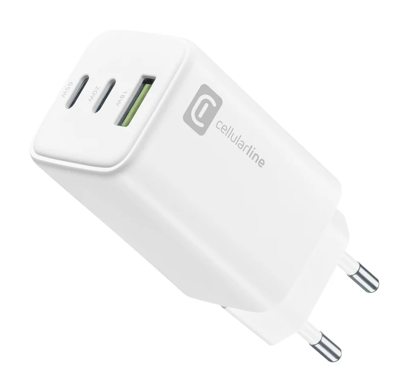 CellularLine Multipower Trio 65W Netzladegerät USB-C Weiss