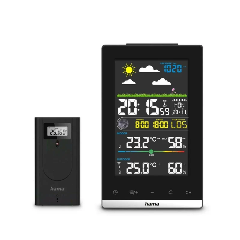 Hama Wetterstation "Jamaika", Funk mit Außensensor, Schwarz