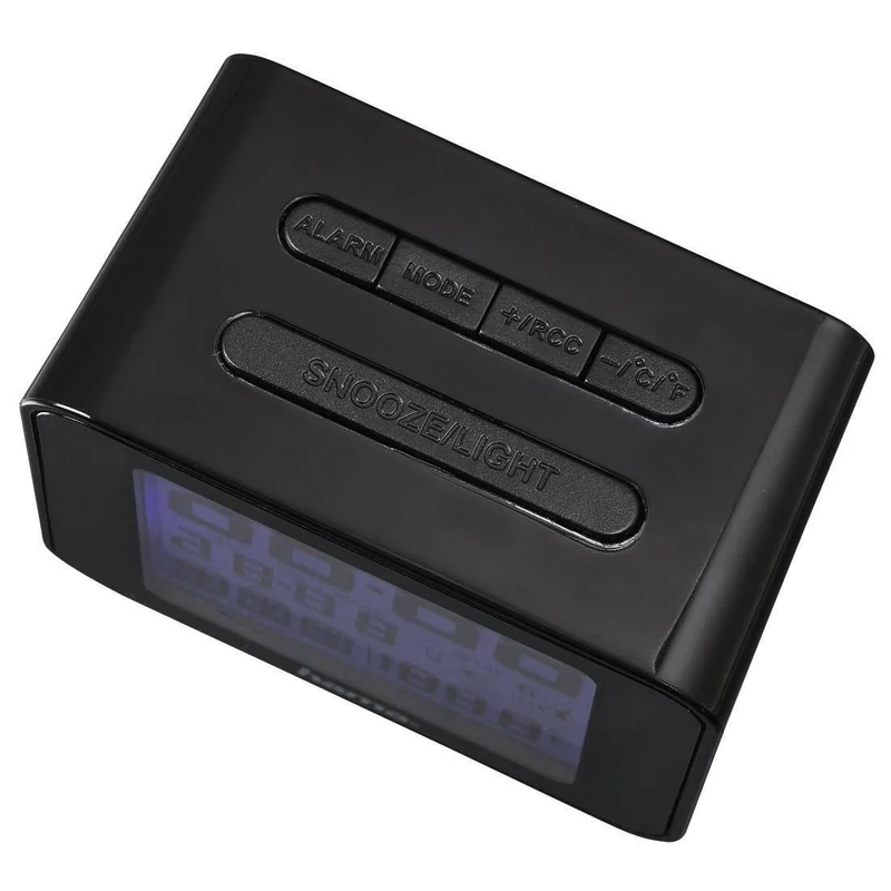 Hama Cube DCF Funkwecker mit LED, Schwarz, Digitaldisplay