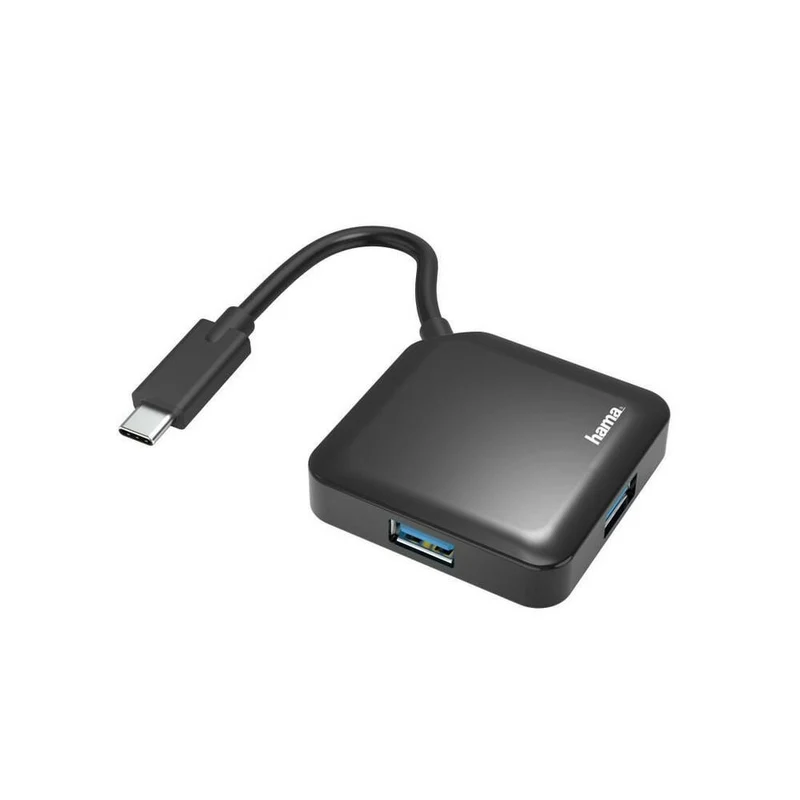 Hama USB C Hub 4 Ports, USB 3.2 Gen1, 5 Gbps, Schwarz