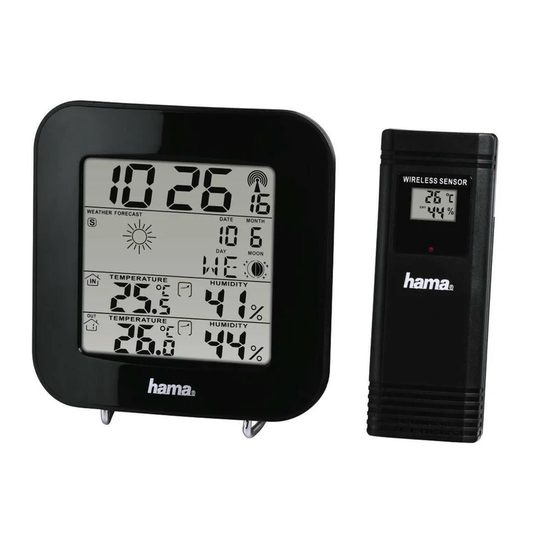 Hama Wetterstation EWS-200 Funk mit Außensensor schwarz