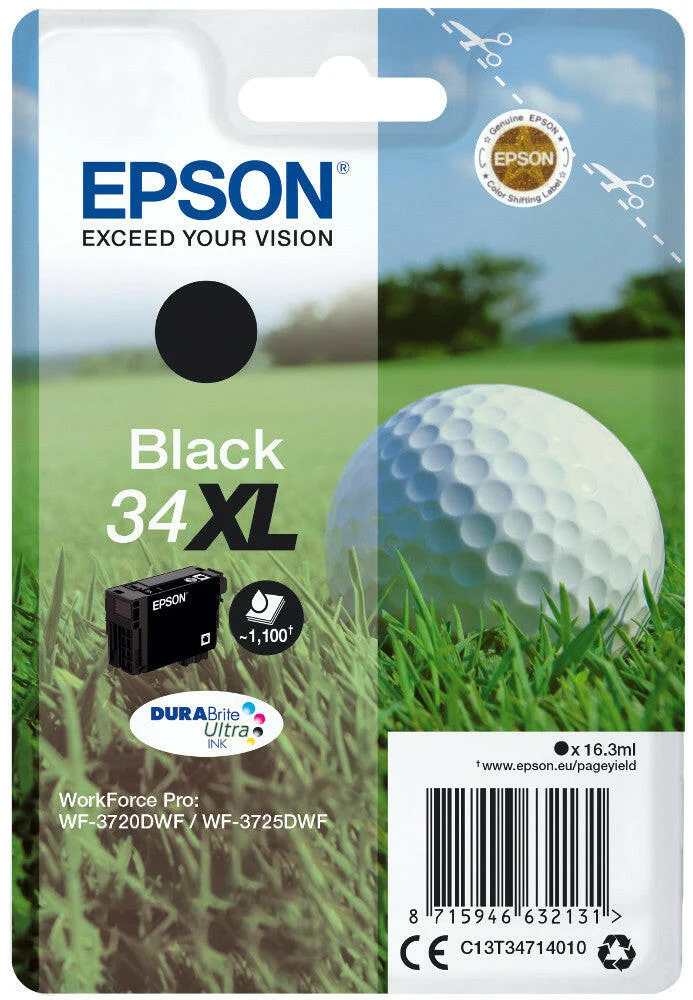 Epson 34XL Original Tintenpatrone schwarz für WF-3720DWF