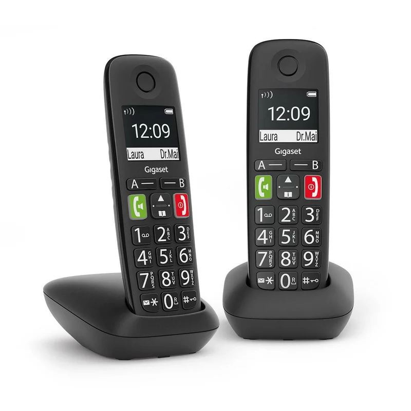 Gigaset E290 Duo – Schnurloses Telefon für Senioren, schwarz