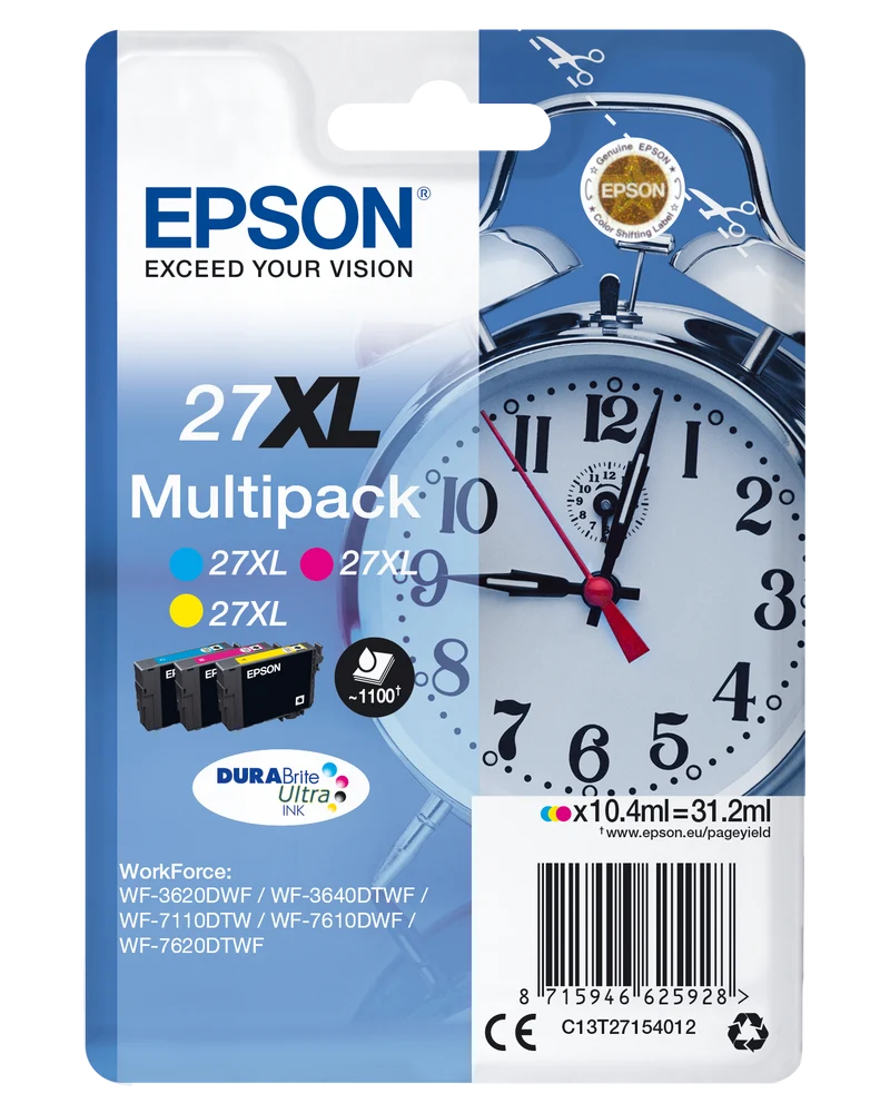 Epson T2715 XL Wecker Tintenpatrone 3-farbig Original