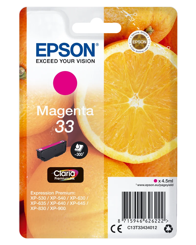 Epson 33 Tinte magenta (XP-530, XP-630) - Original, 4,5ml