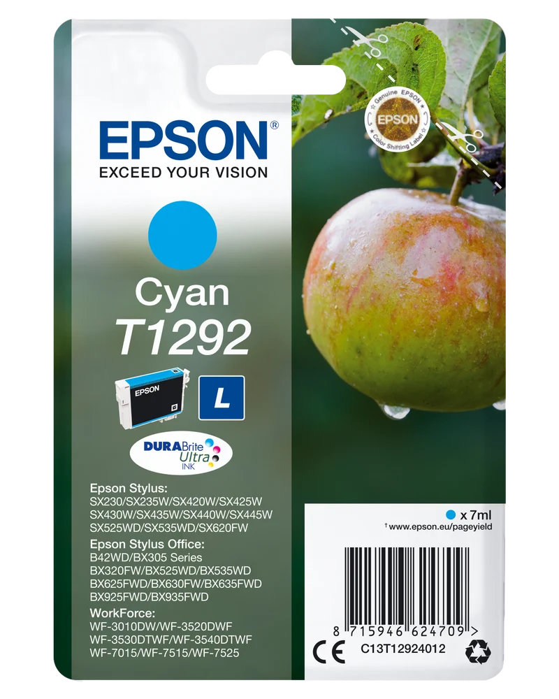 Epson C13T12924012 Original Tinte Apfel Cyan 7ml