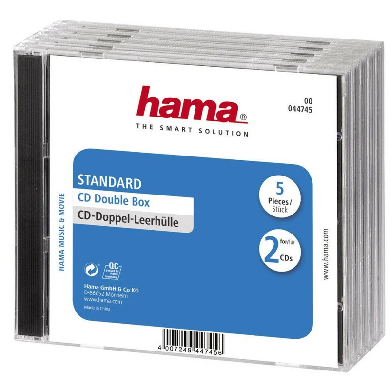 Hama CD-Doppel-Leerhülle 5er-Pack transparent-schwarz