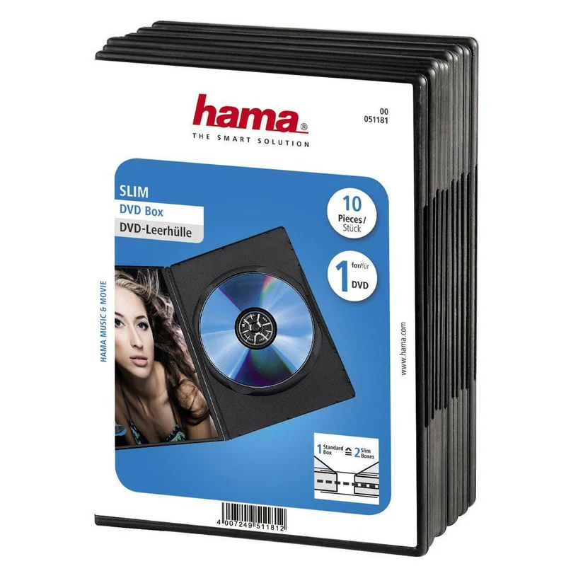 Hama Slim DVD-Hüllen 10er-Pack Schwarz - 50% Platzerparnis