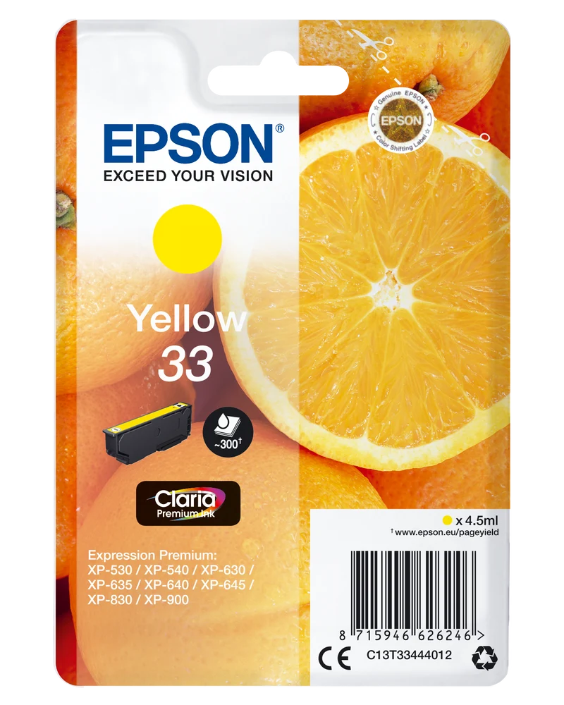 Epson Original 33 Tinte Gelb XP-530-7100, C13T33444012