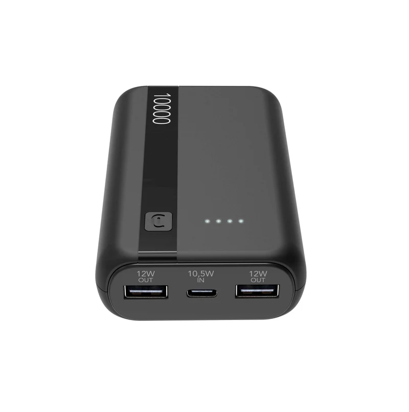 CellularLine Power Bank 10000mAh mit USB-C & LEDs, Schwarz