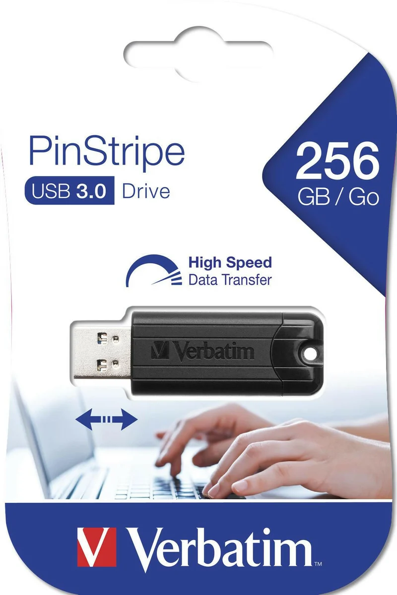 Verbatim PinStripe USB 3.0 256GB - Black - USB Drive 3.1 Gen