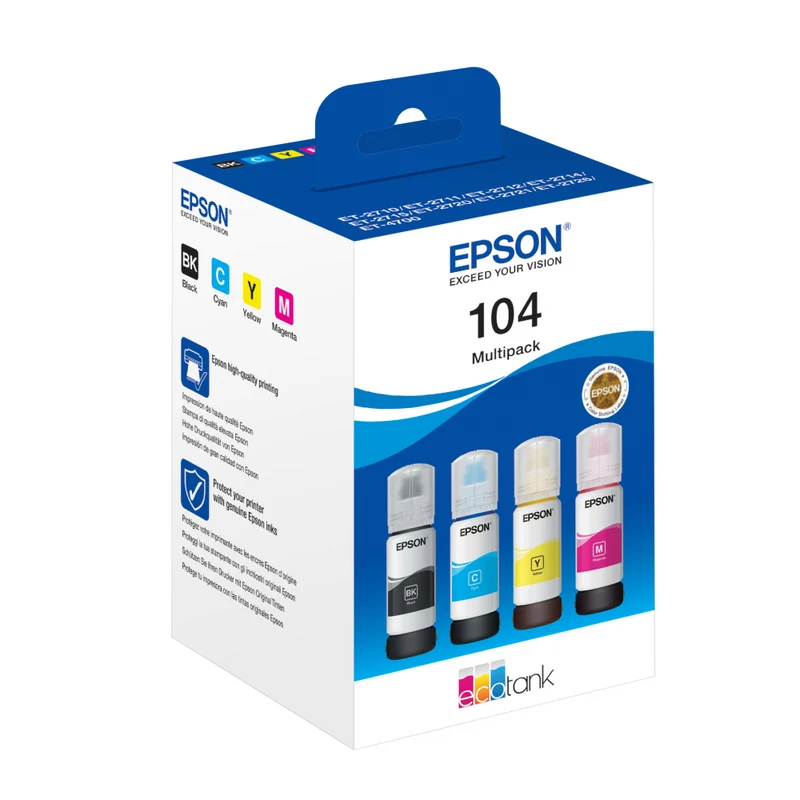 Epson EcoTank 104 Tinte 4-colour MultiPack, 65ml, Cyan
