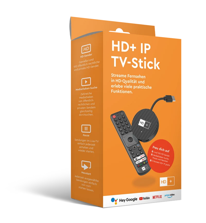 HD+ IP TV-Stick für brillantes Fernsehen - 3 Gratismonate