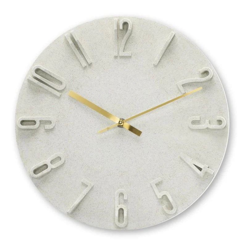 Hama Korfu Wanduhr Ø 30 cm, Quarz, 3D-Ziffern, Beige