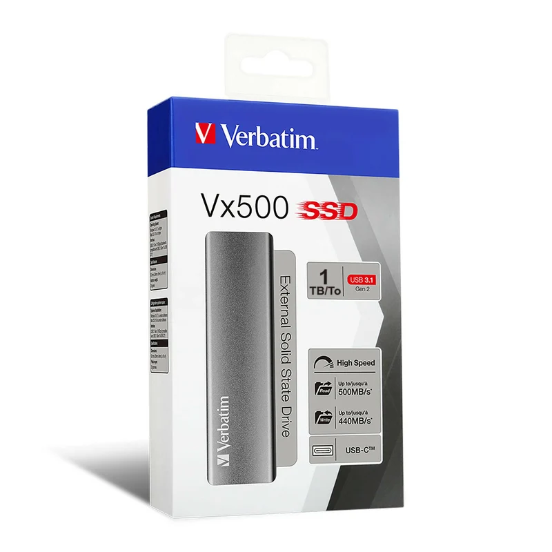 Verbatim Vx500 1TB USB-C 3.2 SSD Silber - 500MB/s, 440MB/s
