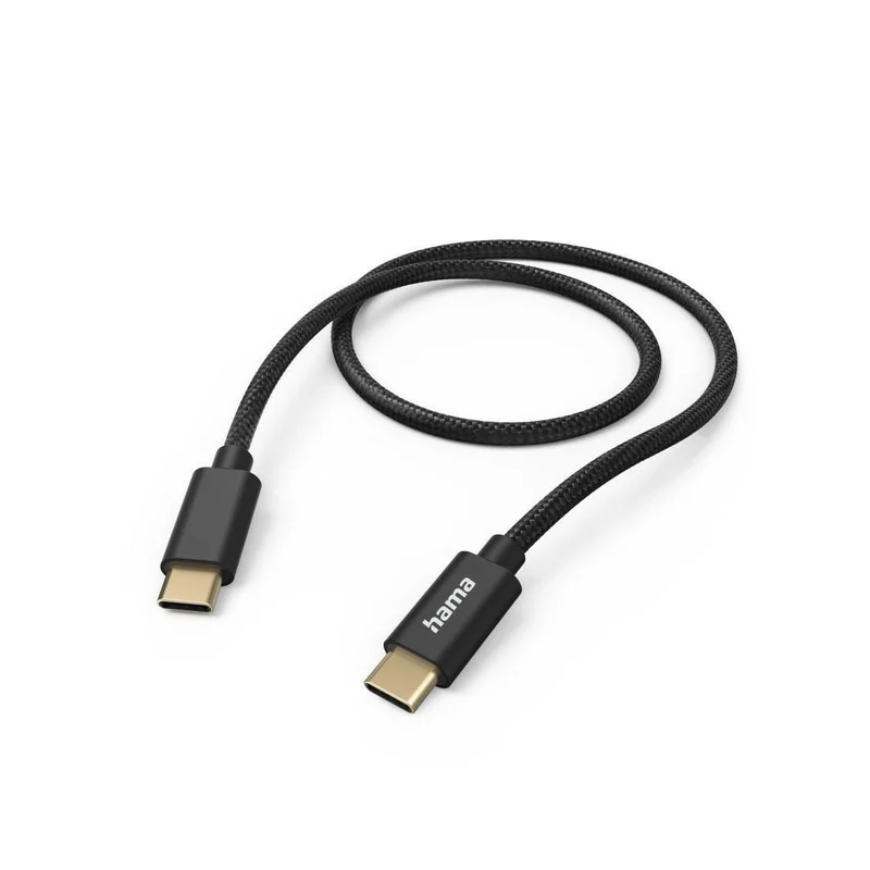 Hama USB-C auf USB-C Kabel "Fabric" 1,5m Schwarz - Nylon