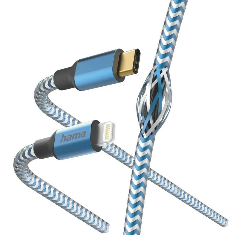 Hama USB-C auf Lightning Kabel 1,5m Nylon Blau - MFI