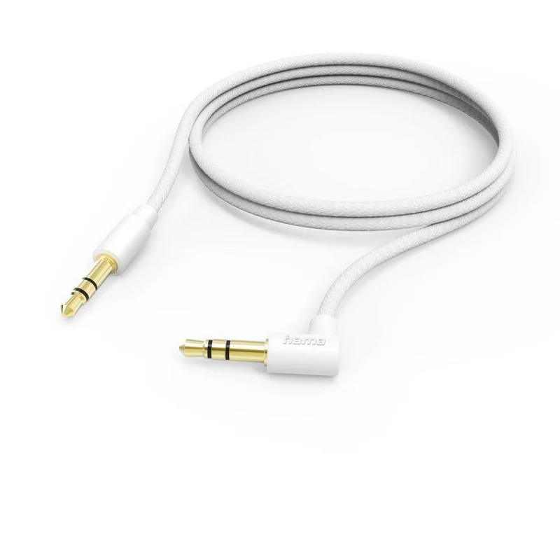 Hama 3,5 mm Klinkenkabel, 90° Winkel, 1m, Weiß - Aux-Kabel