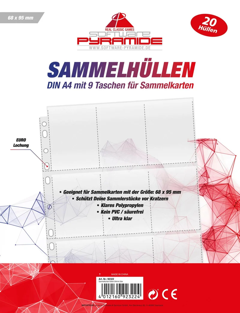 Software Pyramide 92322 Sammelkarten Hüllen DinA4 20er-Pack