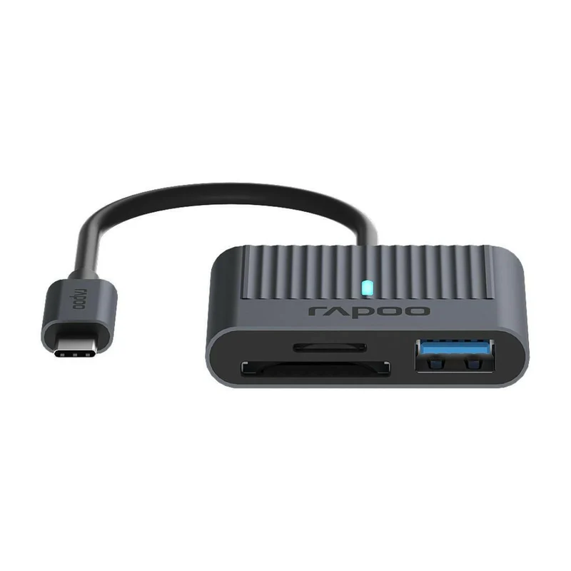 Rapoo UCR-3001 USB-C Kartenleser, Aluminium, 3in1, Grau