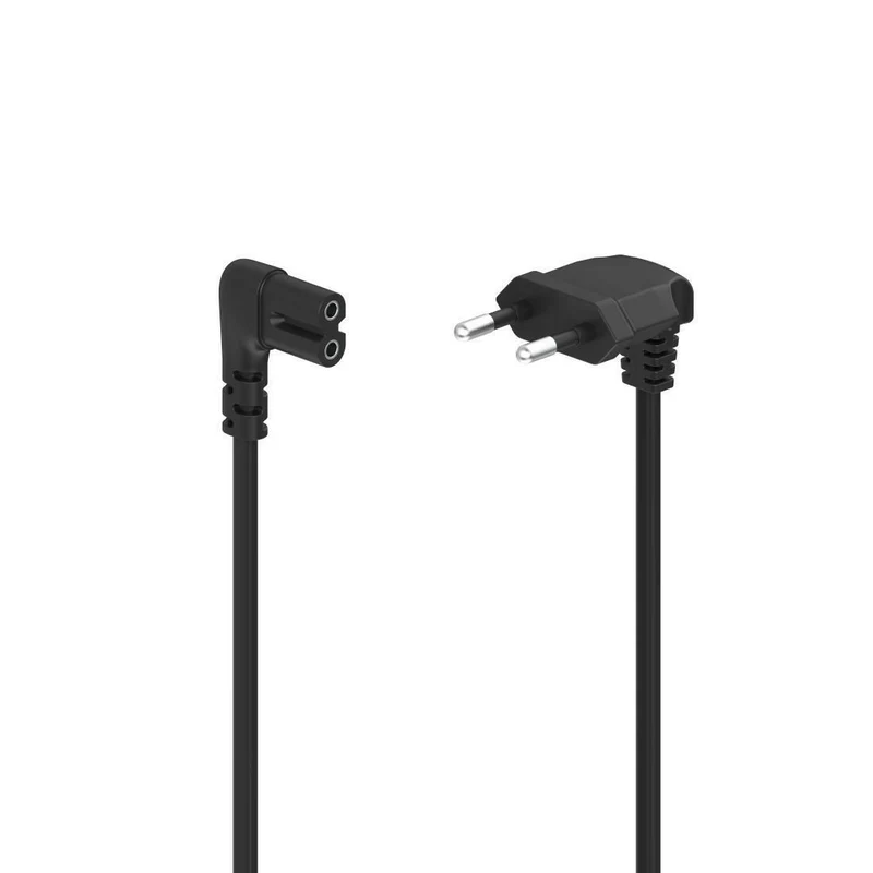Hama Netzkabel, 3m abgewinkelt, Eurostecker, Schwarz
