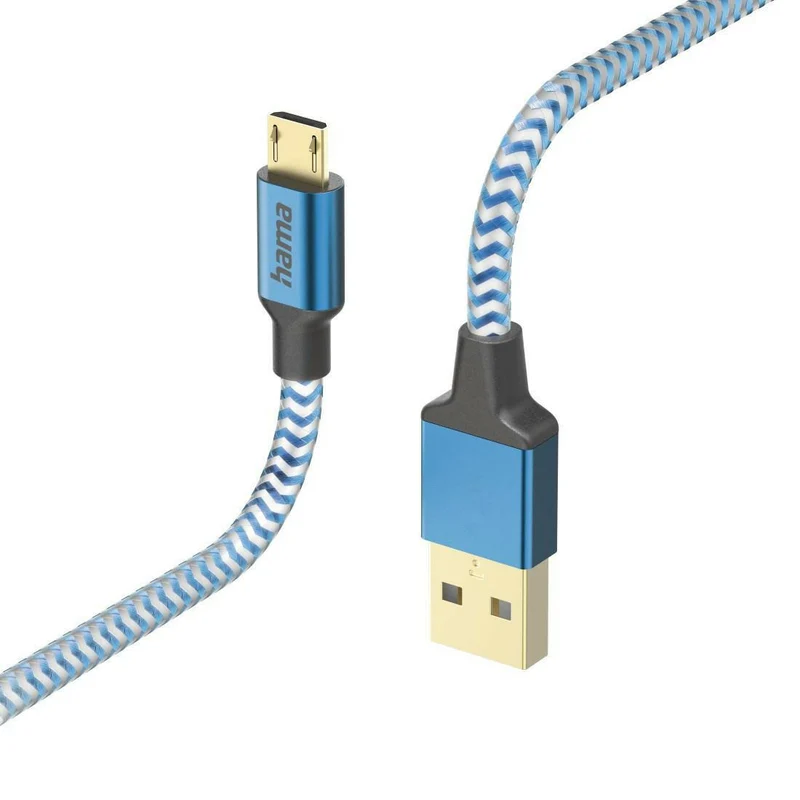 Hama Reflective Micro-USB-Kabel 1,5m Blau - Schnellladefähig