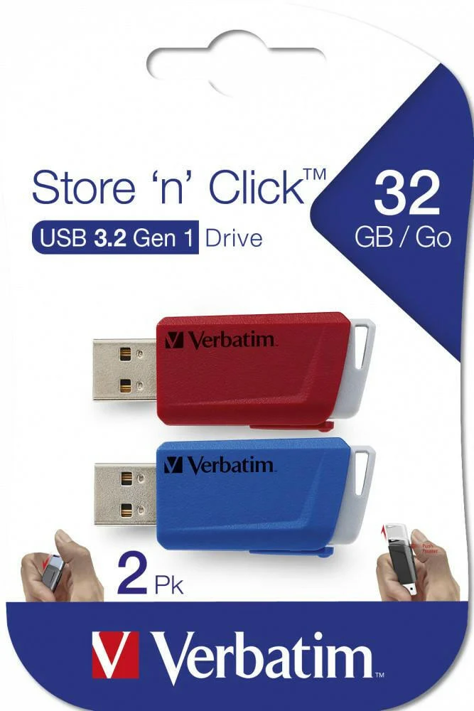 Verbatim Store 'n' Click USB 3.2 Gen 1 - 2x32GB - Blue/Red