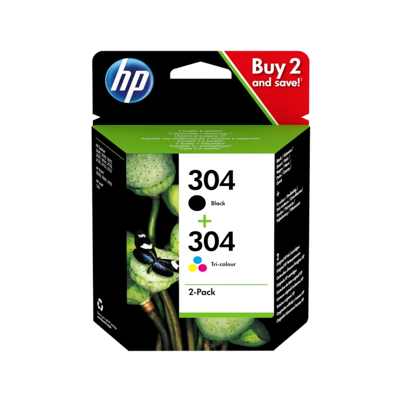 HP 304 Druckerpatrone 2er-Pack Schwarz/Cyan/Magenta/Gelb