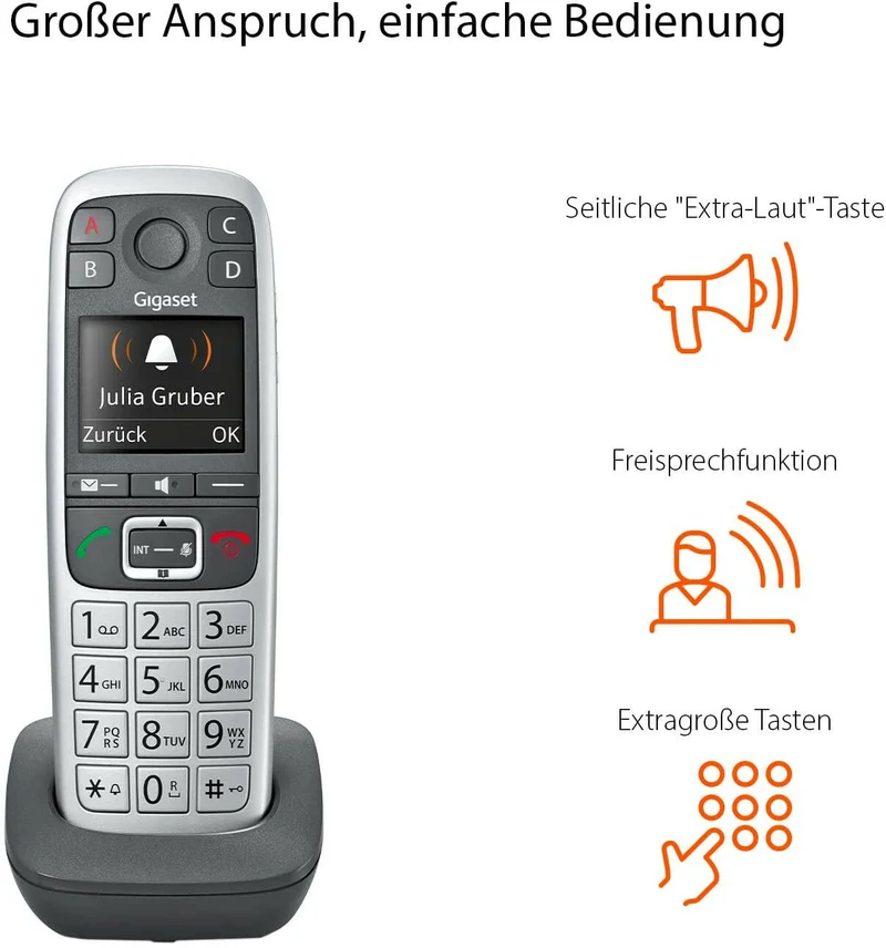Gigaset E560 Schnurloses Telefon mit LED-Anzeige & ECO DECT