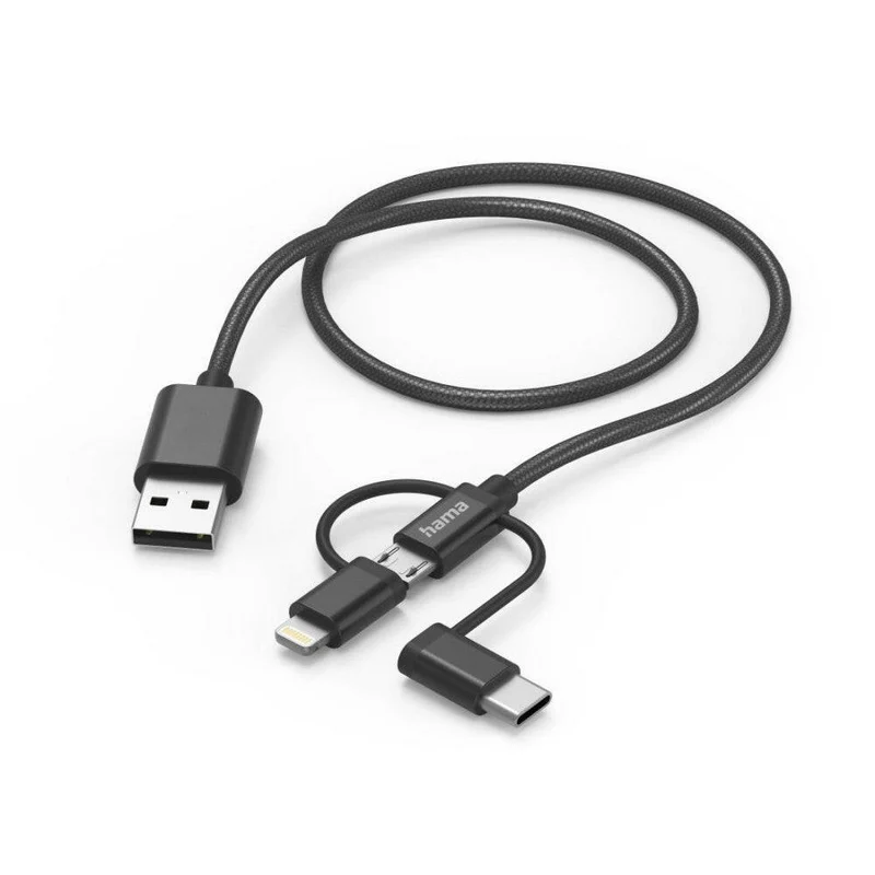 Hama 3-in-1 Ladekabel 1,5m USB-C/Micro/Lightning schwarz