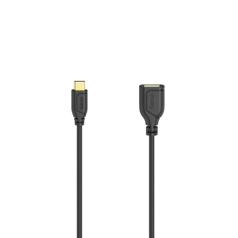 Hama USB C Kabel 0,15m OTG 480Mbit/s vergoldet schwarz