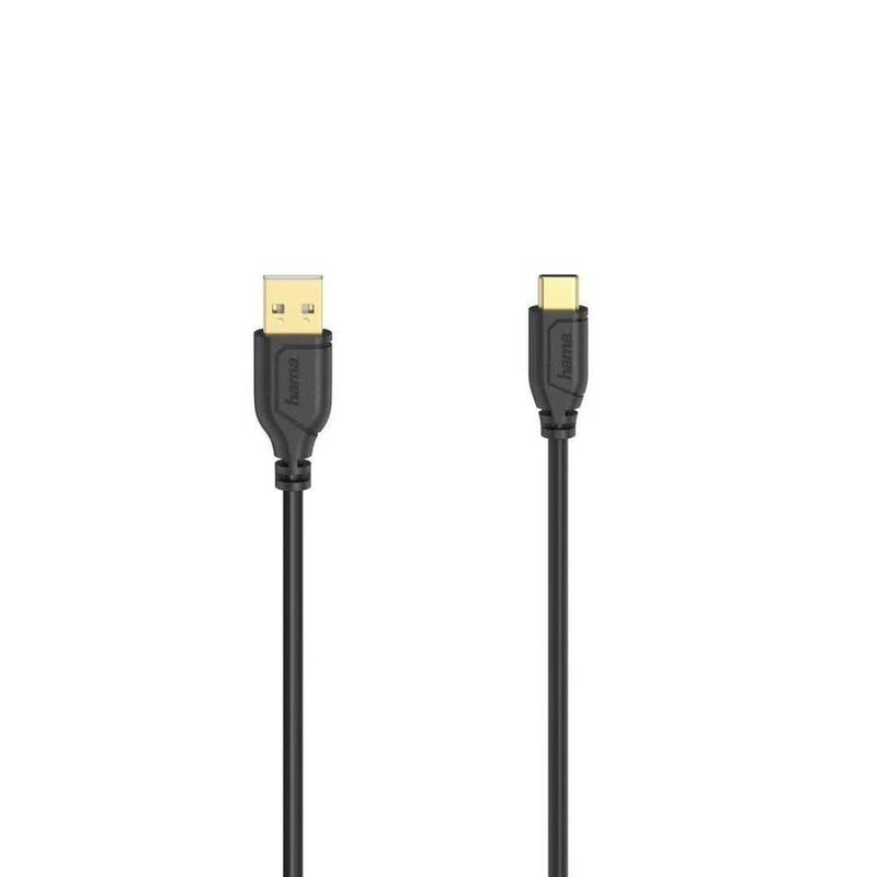 Hama USB-C-Kabel Flexi-Slim 0,75m USB 2.0 480 Mbit/s Schwarz
