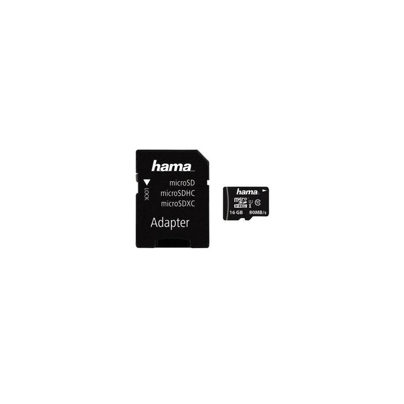 Hama 16GB microSDHC Karte 80MB/s Class 10 + SD-Adapter