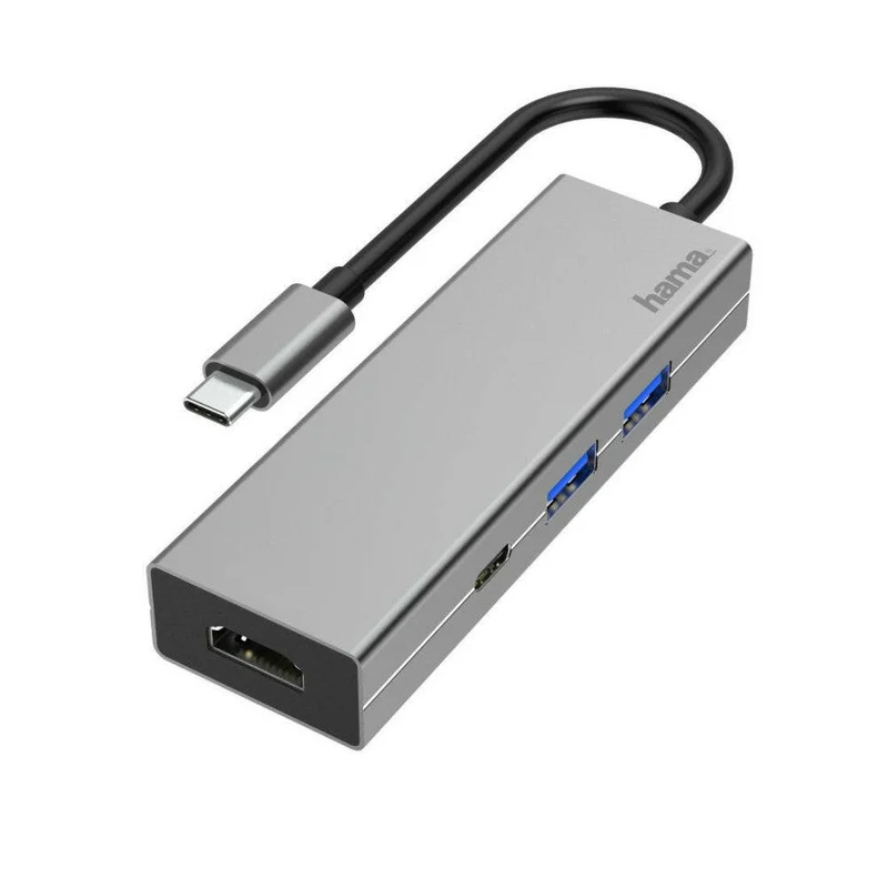 Hama USB-C Hub 4 Ports HDMI 4K USB-A Adapter für Büro