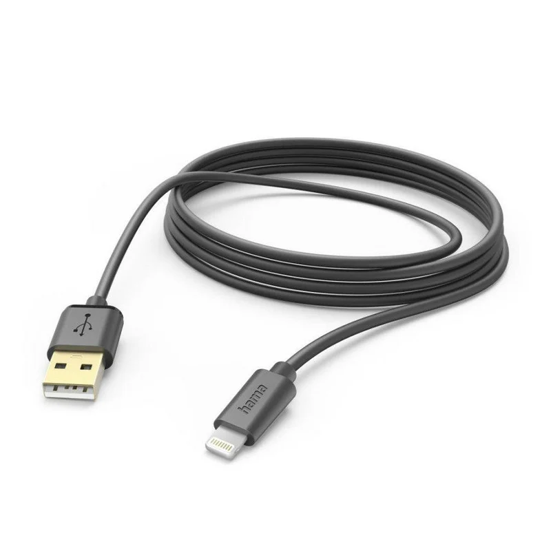 Hama 3m USB A auf Lightning Ladekabel, MFI, schwarz