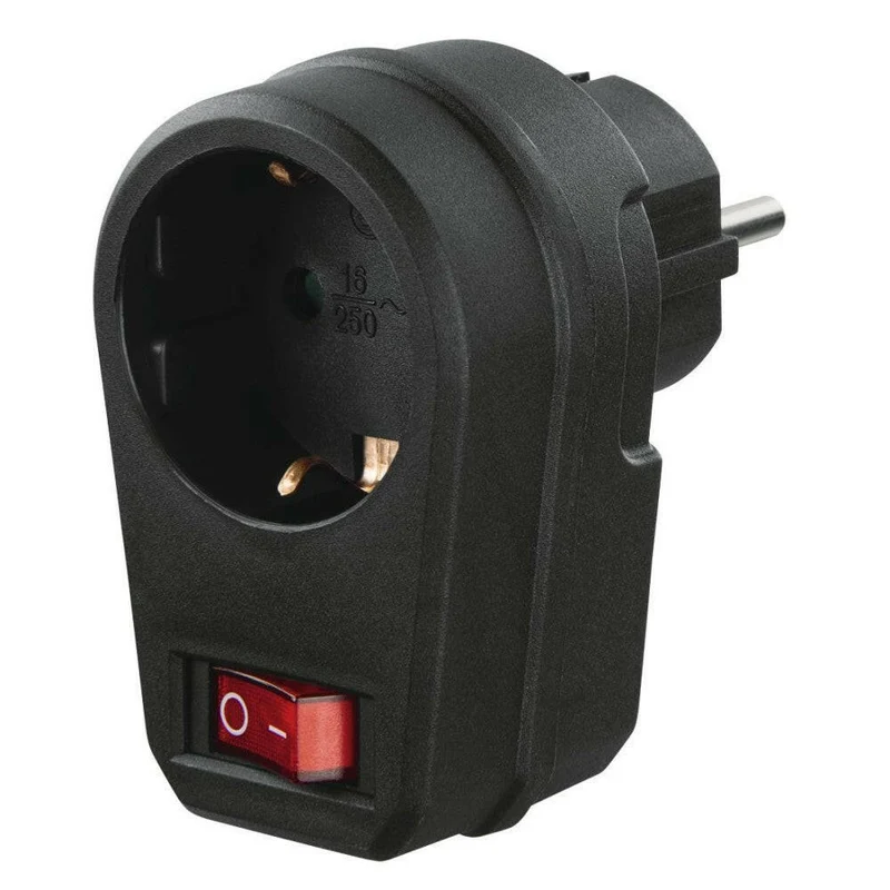 Hama Steckdosenadapter schwarz mit Schalter, Energiesparen