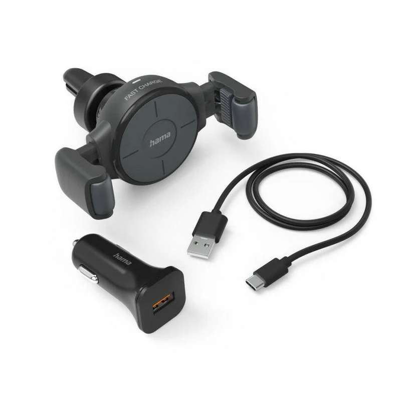 Hama FC10 Flex-Set Kfz-Ladekabel USB-C® Qi 10W anthrazit